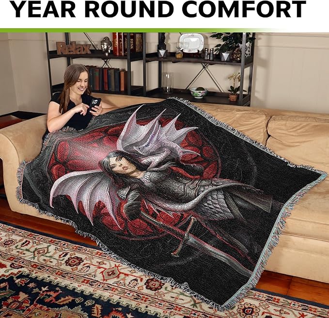 Pure Country Weavers Valour Dragon Woven Blanket by Anne Stokes - Image 3