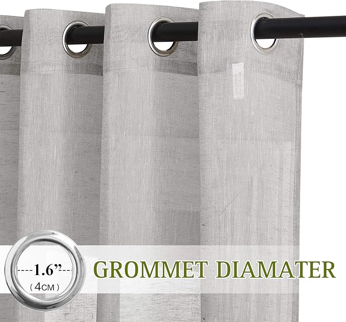NICETOWN Grommet Sheer Curtains Natural Linen Blend Texture, Privacy - Image 2