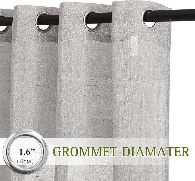 NICETOWN Sheer Linen Bedroom Window Curtains 84 inches Length, Grommet Privacy - Image 2