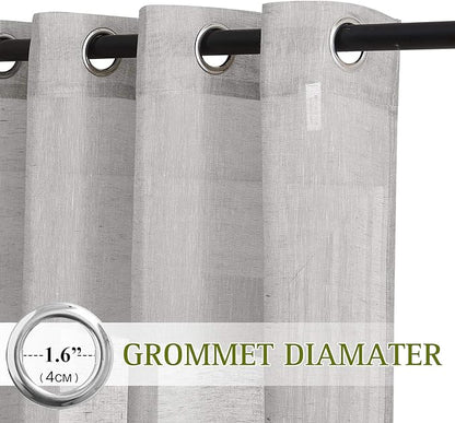 NICETOWN Sheer Linen Bedroom Window Curtains 84 inches Length, Grommet Privacy - Image 2