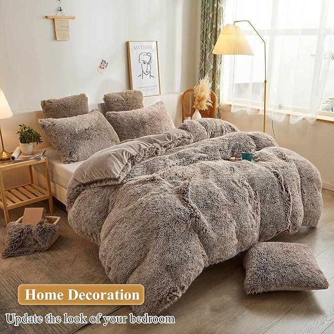 XeGe Fluffy Faux Fur Pillow Cases, Ultra Soft Plush Shaggy Fuzzy Pillowcases - Image 6