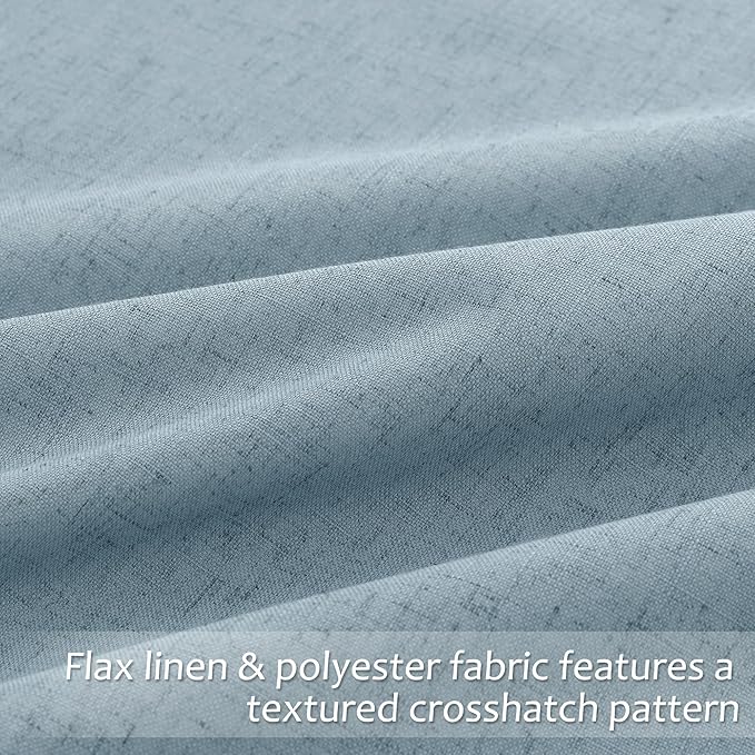 Blue 100% Blackout Pinch Pleated Linen Curtains 108 Inches Long - Image 4