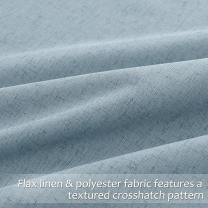 Blue 100% Blackout Pinch Pleated Linen Curtains 108 Inches Long - Image 4