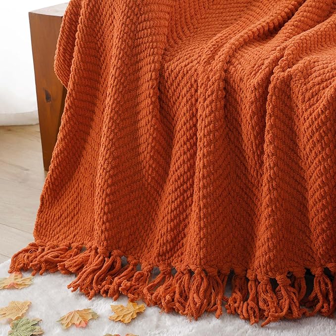 BATTILO HOME Burnt Orange Throw Blanket - Image 9