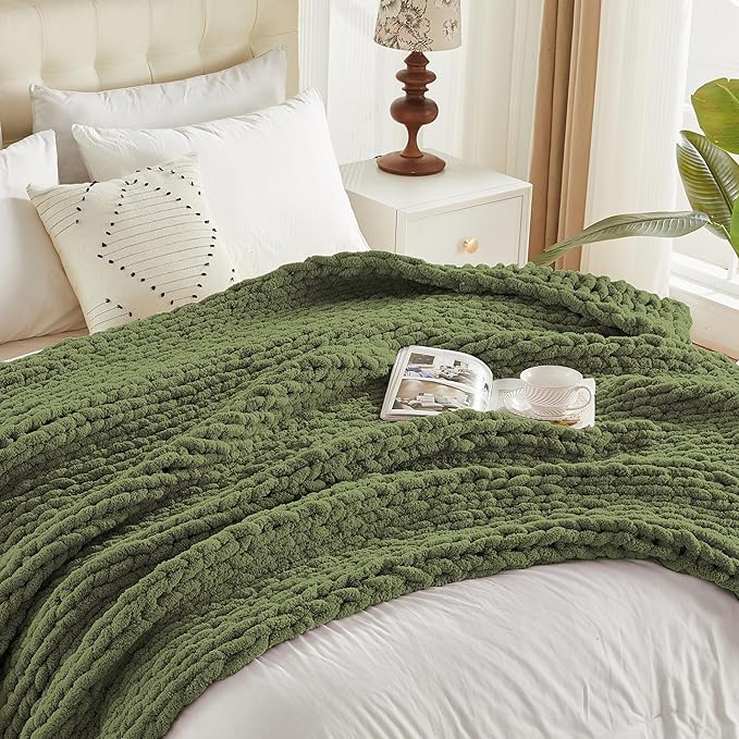 Carriediosa Chunky Knit Throw Blanket 50" X 60", 100% Hand Made Large Chenille - Image 9