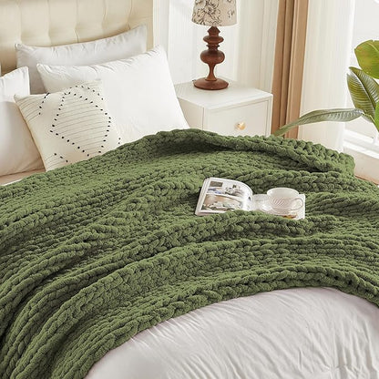 Carriediosa Chunky Knit Throw Blanket 50" X 60", 100% Hand Made Large Chenille - Image 9