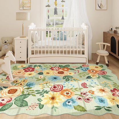 DUKINO 5x7 Area Rug, Floral Washable Rugs - Image 7