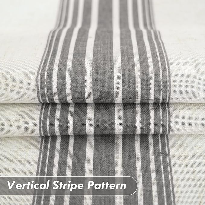 DriftAway Farmhouse Vertical Striped Linen Blend Textured Light Filtering Semi - Image 3