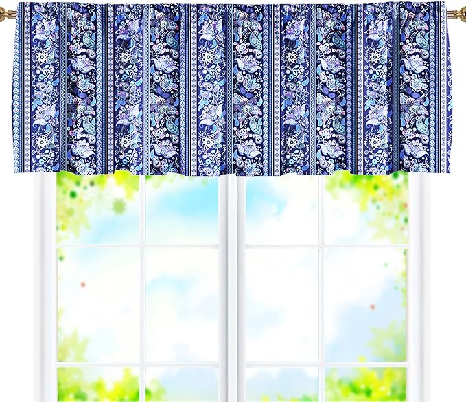 2 Pack Floral Kitchen Window Valance Pink Flower Farmhouse Country Rod Pocket - Image 4