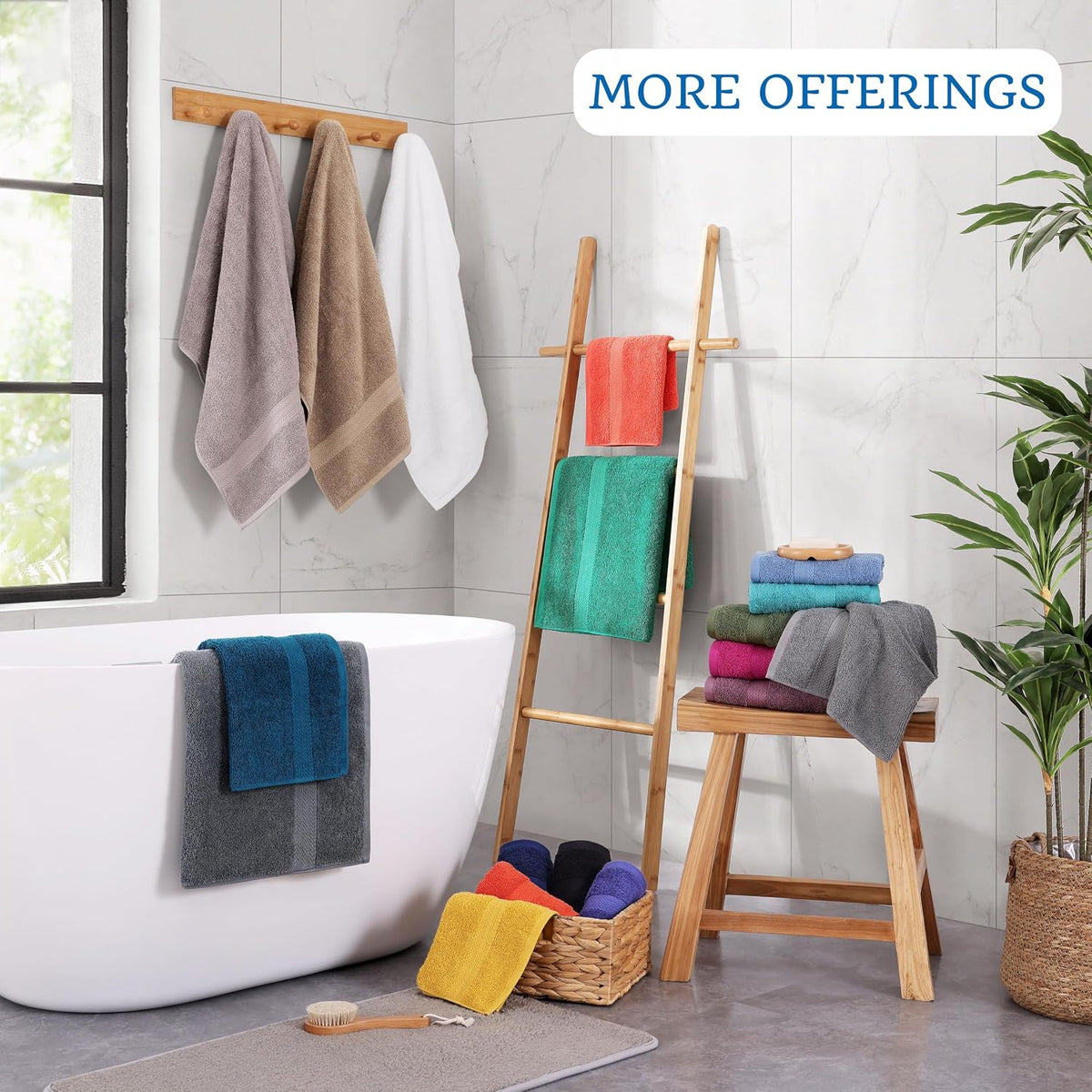 lane linen towel set quick dry 100% cotton, front angle view