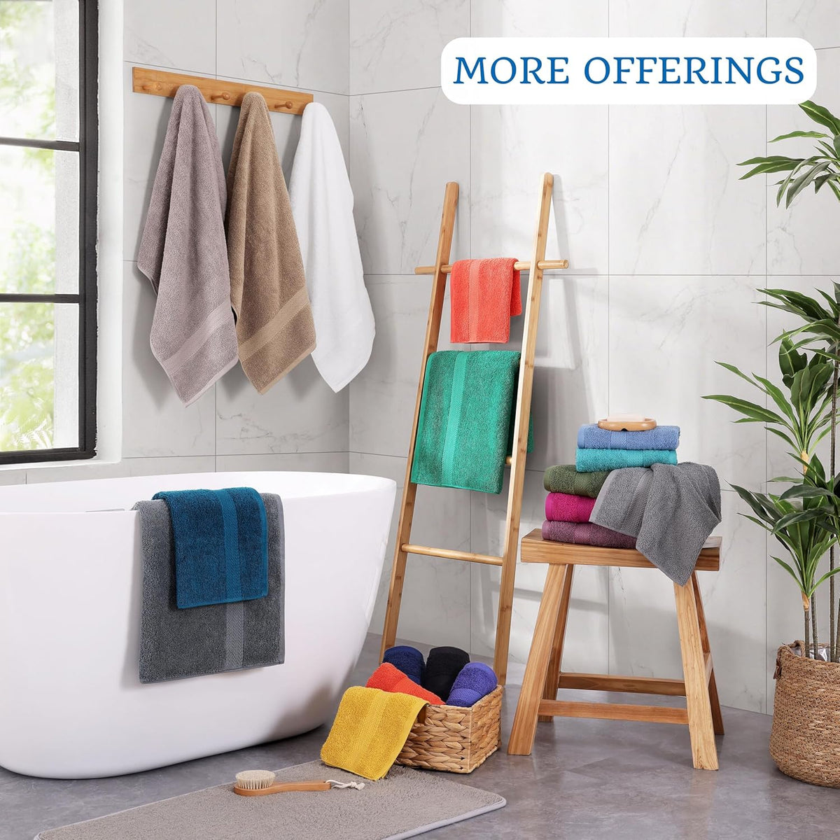 lane linen bath towel set quick dry 100%, front angle view