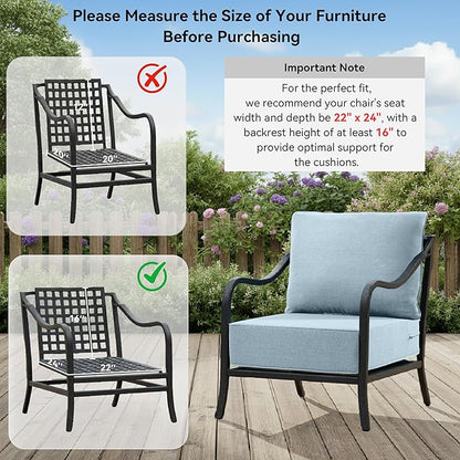 6" Thick Outdoor Cushions 22x24x6, 1-Set Deep Seat Patio Cushions - Image 8