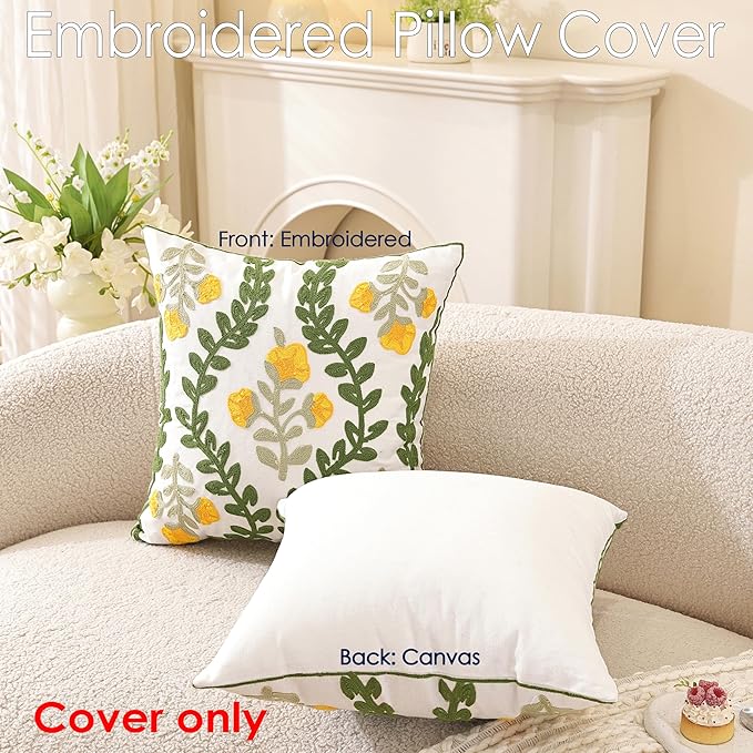 TAOSON Pack of 2, Cotton Cushion Covers, Spring Farmhouse Decor, Valentine's - Image 2