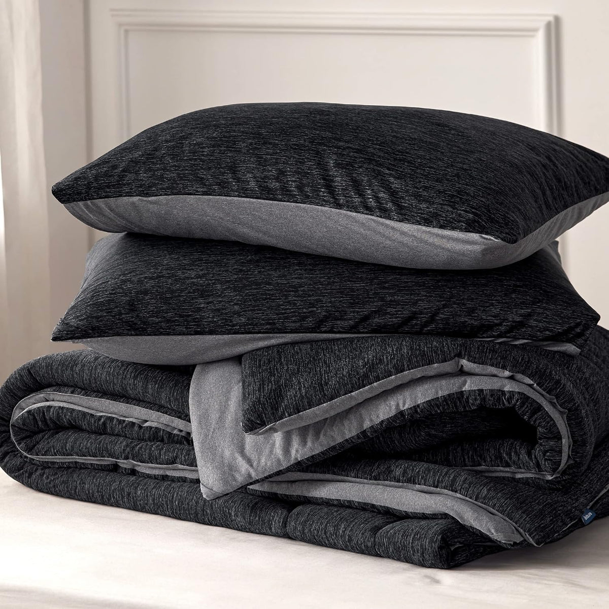 bedsure queen comforter set, reversible cooling & all-season on a desk or shelf