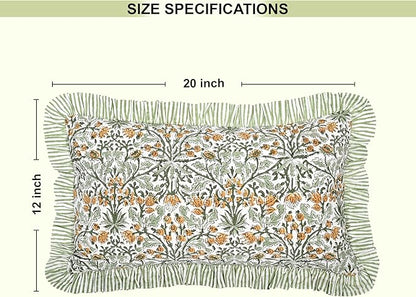 Ridhi Goldenrod Yellow 100% Cotton Block Print Ruffle Lumbar Sham Cover - Image 8