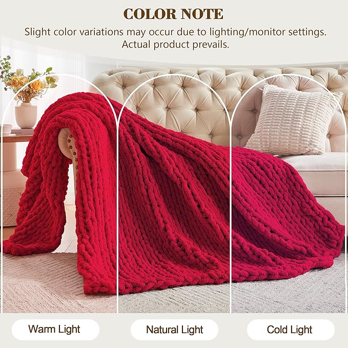 Carriediosa Chunky Knit Throw Blanket 60" X 80" Twin, 100% Hand Made Large - Image 2