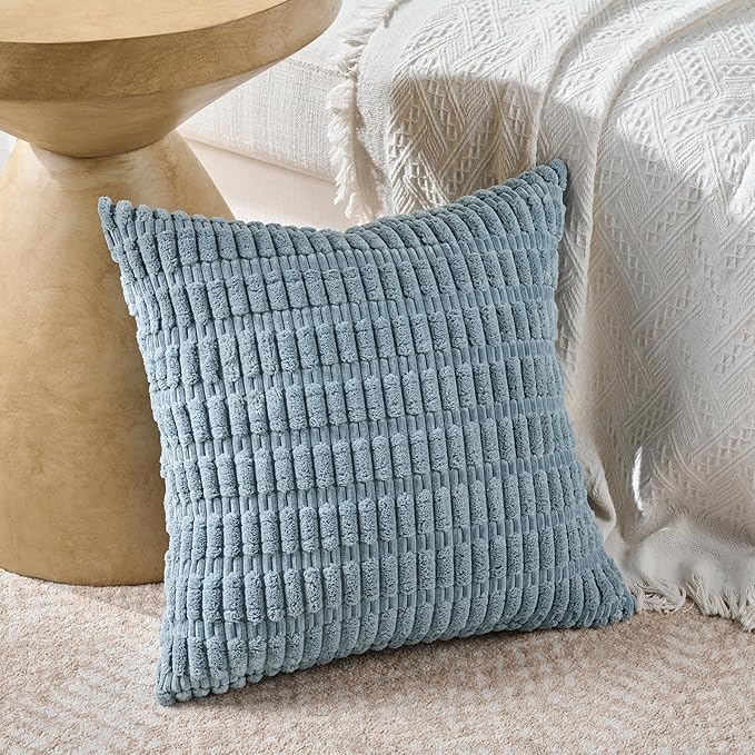 Fancy Homi 4 Packs Boho Light Blue Decorative Throw Pillow Covers 22x22 Inch - Image 2