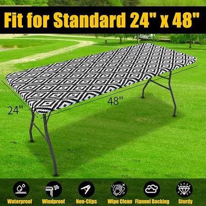 Smiry Rectangle Picnic Table Cloth, Waterproof Elastic Fitted Outdoor - Image 7