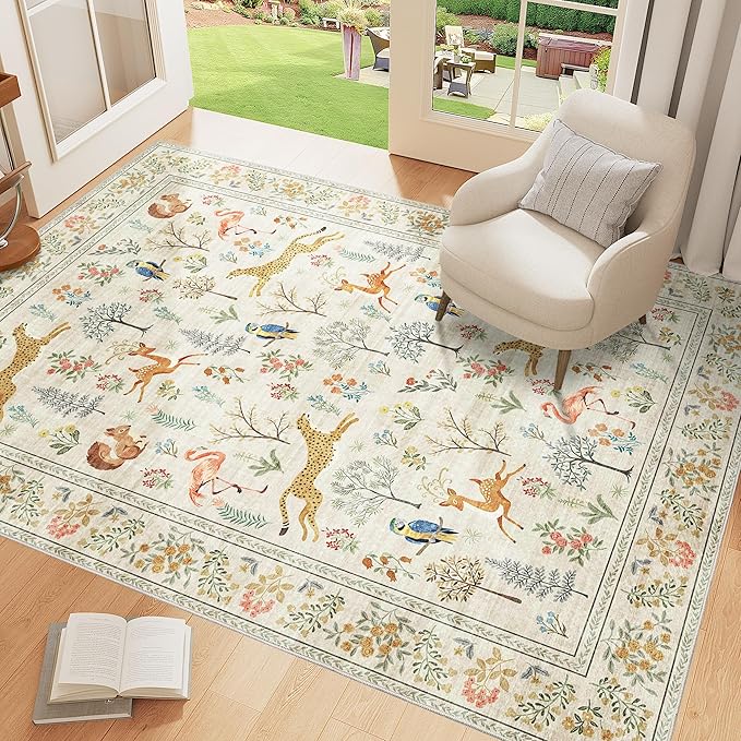 DUKINO 3x5 Rug, Washable Animal Area Rug - Image 2