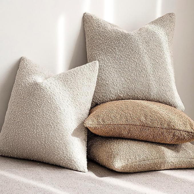 Foindtower Decorative Textured Boucle Throw Pillow Covers Accent Solid Pillow - Image 7