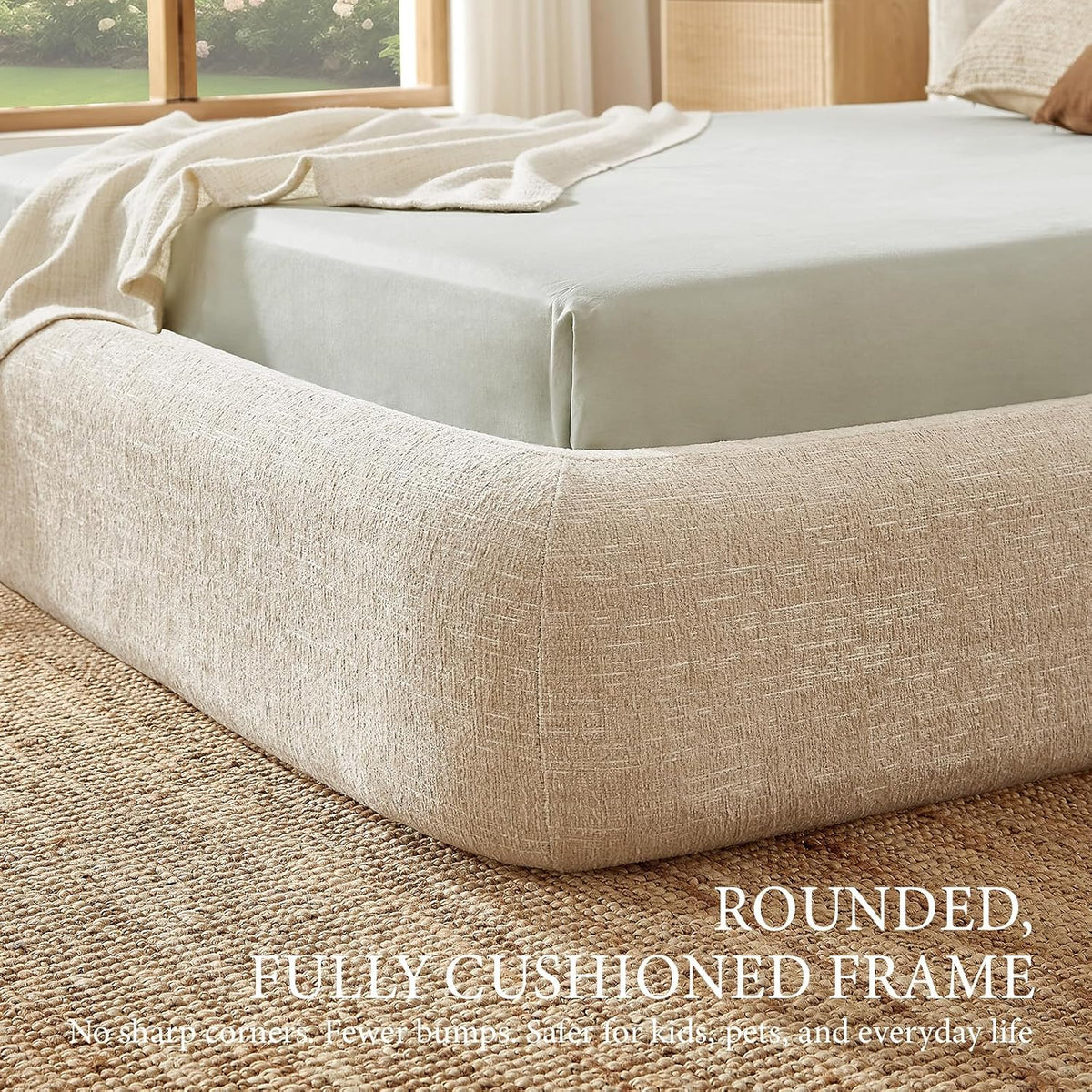 yechen queen platform bed frame, upholstered queen bed, package contents