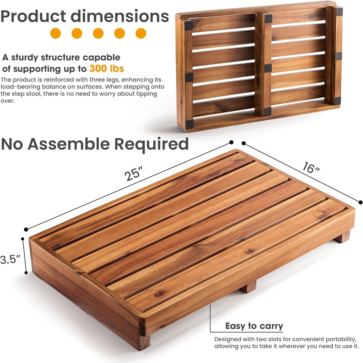 tinamo 3.5" one step stool, acacia step stool shown in use