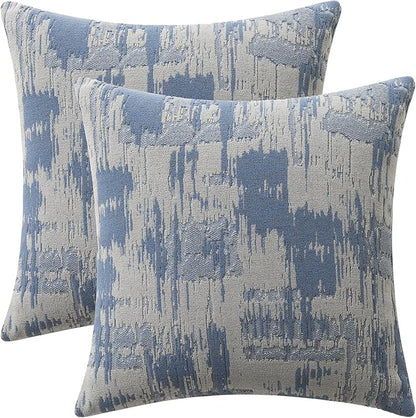 Set of 2 Art Textured Throw Pillow Covers, Abstract Sculpted Design by Rythome