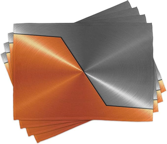Ambesonne Orange and Grey Place Mats Set of 8, 3D Style Machinery Structure by Ambesonne