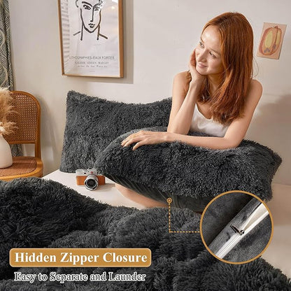 XeGe Cozy Faux Fur Throw Pillow Covers, Zippered Fluffy Cushion Covers - Image 3