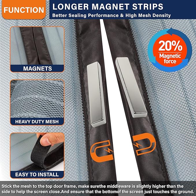 Magnetic Screen Door，Screen Door Mesh，Keep Bugs Out, Heavy-Duty Mesh Curtain - Image 3
