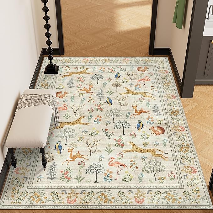 DUKINO 4x6 Rug, Washable Animal Area Rug - Image 5
