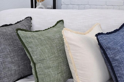 18×18 Ivory White Decorative Fringe Cotton Pillow Covers Boho Farmhouse Throw - Image 8