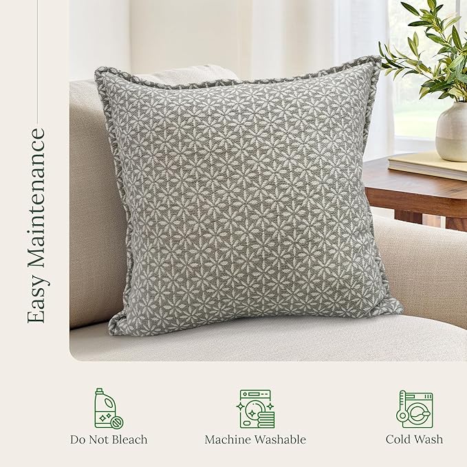 SanVia Tranquil Premium Cotton Throw Pillow Covers, 20 x 20 Inches, Luxurious - Image 7