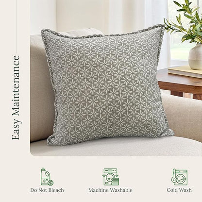 SanVia Tranquil Premium Cotton Throw Pillow Covers, 20 x 20 Inches, Luxurious - Image 7