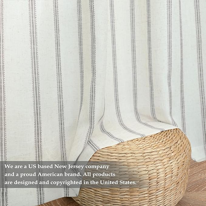 DriftAway Farmhouse Vertical Striped Linen Blend Textured Light Filtering Semi - Image 6
