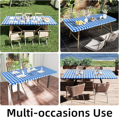 Smiry Rectangle Picnic Table Cloth, Elastic Waterproof Fitted Vinyl Tablecloths - Image 6