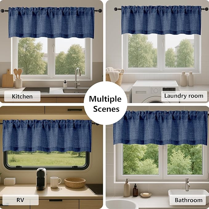 Gwine Navy Blue Curtains 45 Inch Length - Image 7