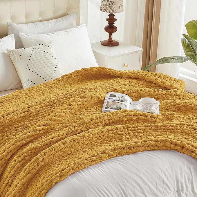 Carriediosa Chunky Knit Throw Blanket 60" X 80" Twin, 100% Hand Made Large - Image 9