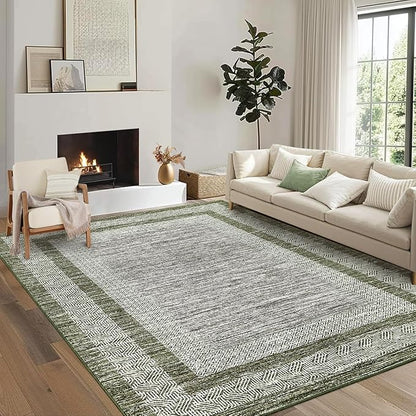 GarveeHome 8x10 Large Washable Area Rug Modern Bordered Rug Distressed by GarveeHome