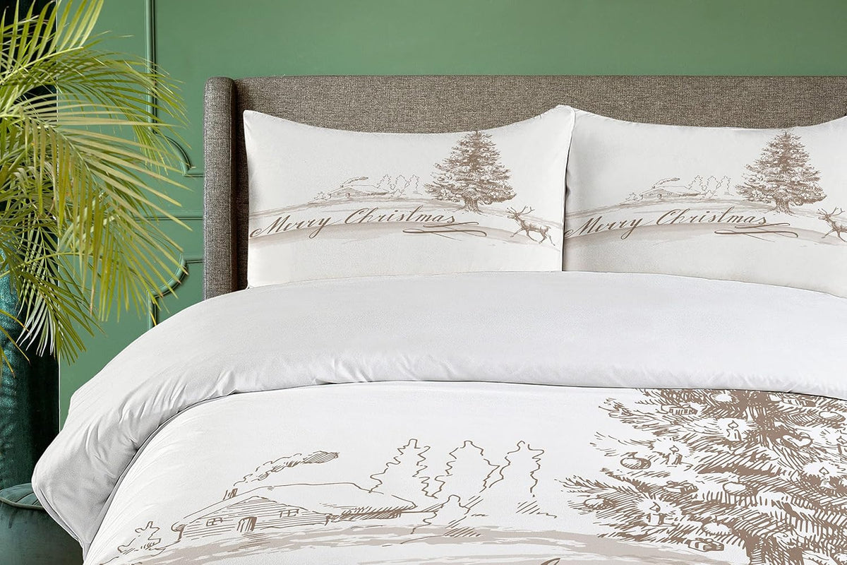 ambesonne christmas duvet cover set, romantic vintage new, close-up detail