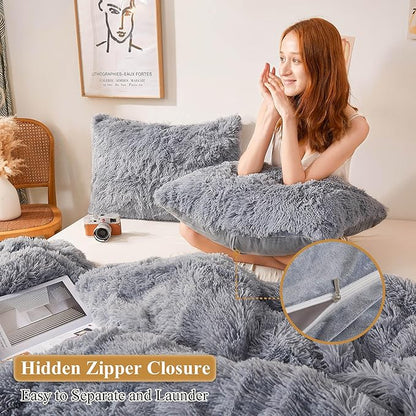 XeGe Cozy Faux Fur Throw Pillow Covers, Zippered Fluffy Cushion Covers - Image 3