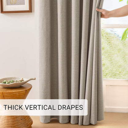chrisdowa linen blackout curtains 63 inch length 100% showing dimensions