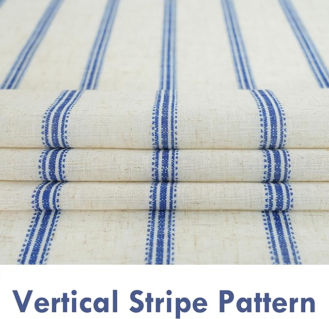 DriftAway Farmhouse Vertical Striped Linen Blend Textured Light Filtering Semi - Image 4