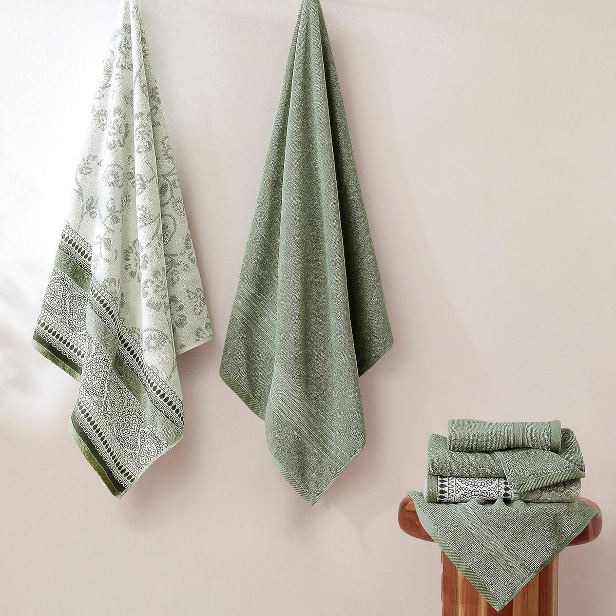 modern threads 6 piece bath towel set – shown in use