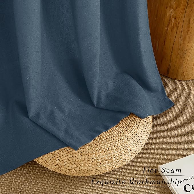 NICETOWN Navy Blue Linen Curtains - Image 2