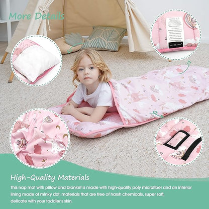 ACRABROS Toddler Nap Mat with Pillow and Blanket, Extra Large Rolled Napping - Image 5