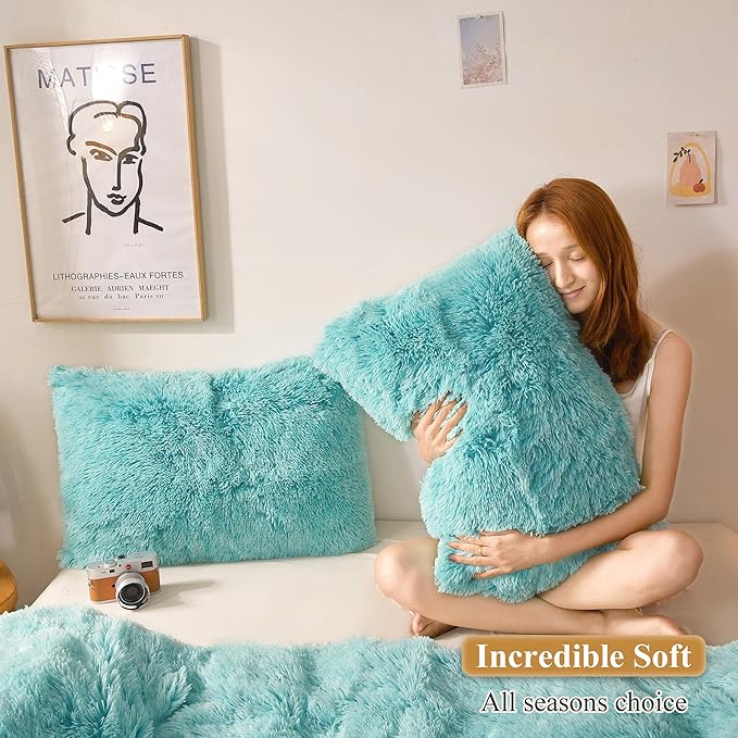 XeGe Faux Fur Throw Pillow Cases, Plush Shaggy Ultra Soft Pillow Covers - Image 5