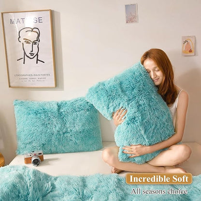 XeGe Faux Fur Throw Pillow Cases, Plush Shaggy Ultra Soft Pillow Covers - Image 5
