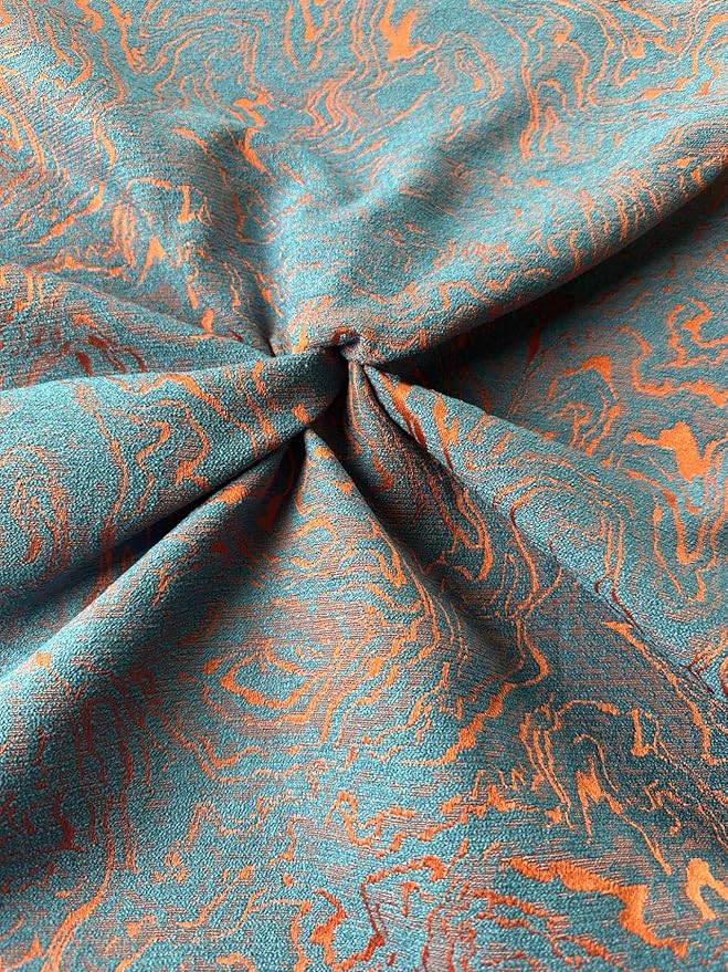 OctoRose 3 Side Zipper Upholstery Thick Jacquard-Blue Rust, Full Size Futon - Image 2