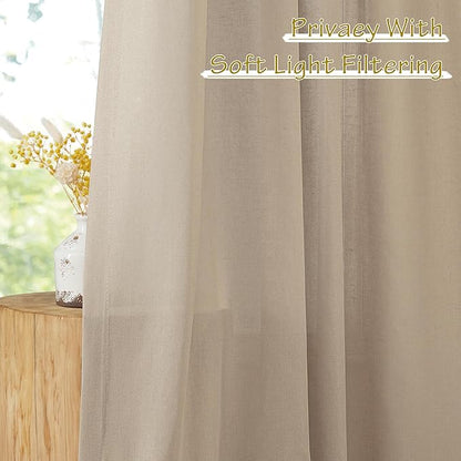 NICETOWN Thick Linen Curtains for Farmhouse 90 inches Long, Pinch Pleated - Image 6